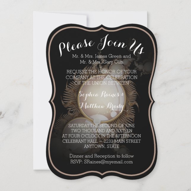 Invitation Des perles sur le noir (Devant)