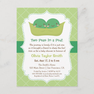 Invitation Des petits pois dans une bavardoise pour bébés inv