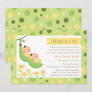 Invitation Des petits pois dormant dans un Baby shower à deux