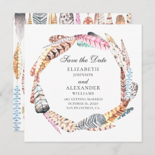 Invitation Des plumes chics ont couru. Boho mariage enregistr