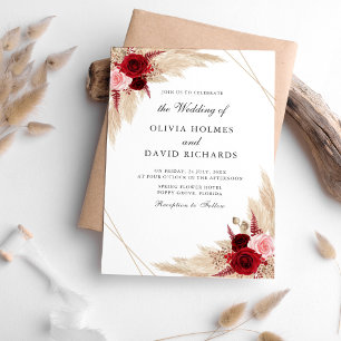 Invitation des Roses de Bourgogne et Pampas Grass