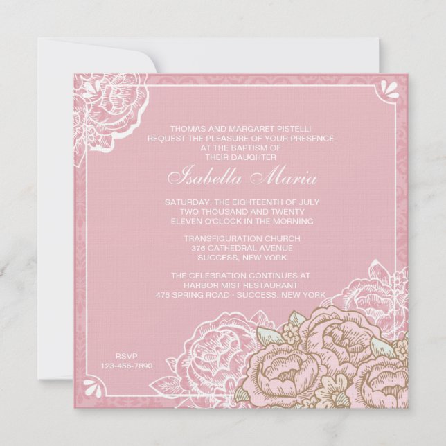 Invitation des Roses vintages du chou (Devant)