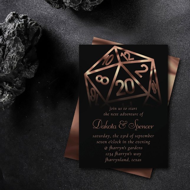 Invitation Dés RPG | Imaginaire cuivre Retro Tabletop PnP Gam (Créateur téléchargé)
