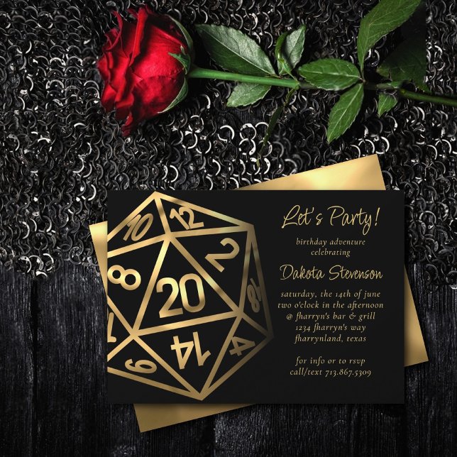 Invitation Dés RPG | Or Parti Fantastique Tablette PnP Joueur (Créateur téléchargé)