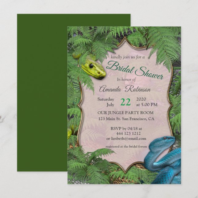 Invitation Des serpents glissants et sournois dans l'invitati (Devant / Derrière)