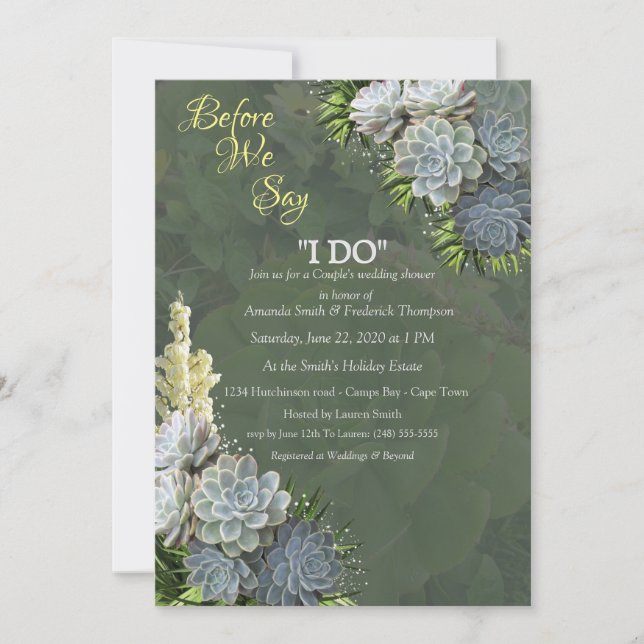 Invitation Des teintes succulentes de bleus pâles et de Feuil (Devant)