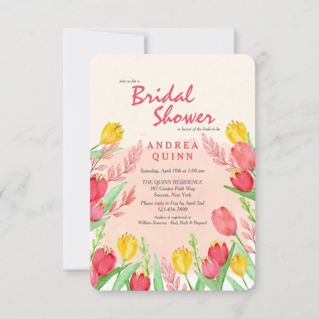 Invitation des tulipes rouges et jaunes (Devant)