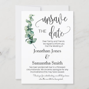 Invitation Désenregistrer les dates mariage date changer vert