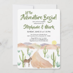 Invitation Desert Adventure Commence Succulent Boho Baby show