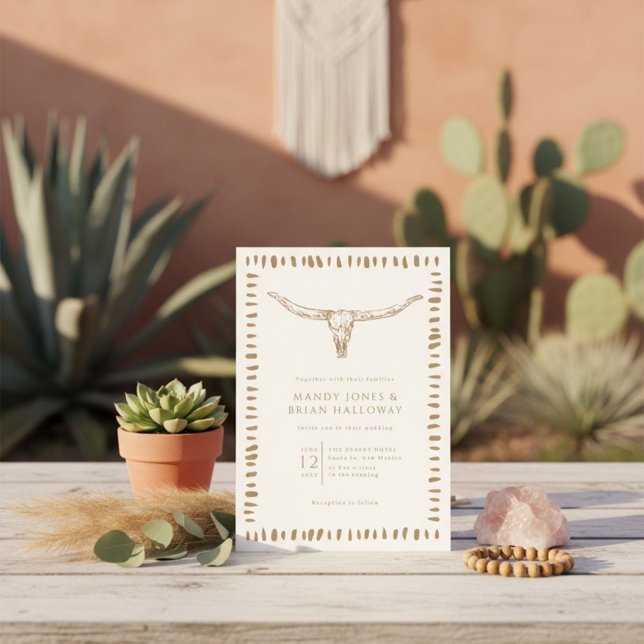 Invitation Desert Boho Cow Skull Wedding (Desert Boho Cow Skull Wedding Invitation)