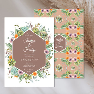 Invitation Desert Boho Succulents Cactus Mariage