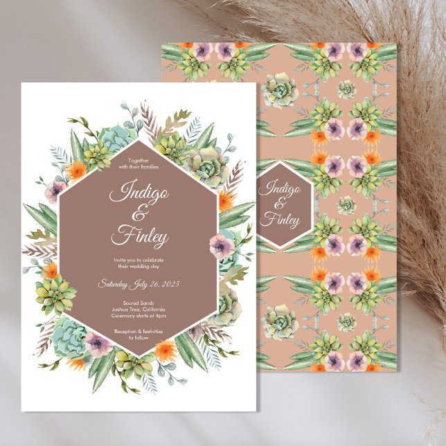 Invitation Desert Boho Succulents Cactus Mariage (Créateur téléchargé)