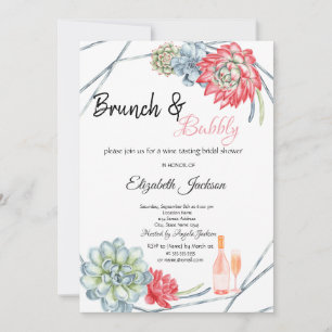 Invitation Désert Cactus Rouge Brunch & Bulles Mariage