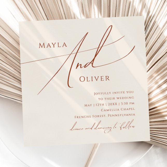 Invitation Désert de Whimsical | Mariage Carré beige (Créateur téléchargé)