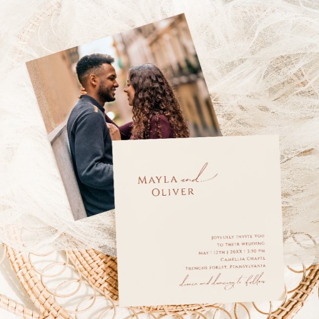 Invitation Désert de Whimsical | Mariage Carré photo beige (Créateur téléchargé)