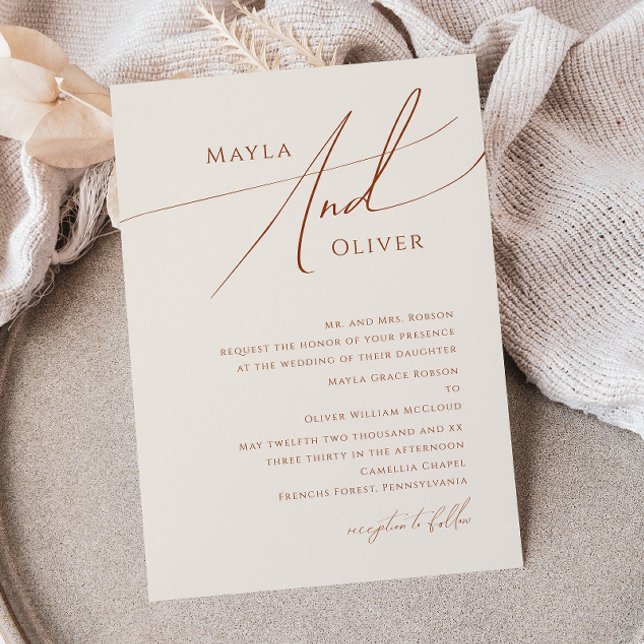 Invitation Désert de Whimsical | Mariage traditionnel beige (Créateur téléchargé)