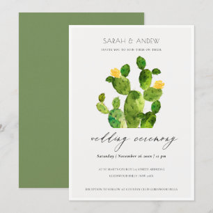 INVITATION DÉSERT D'EAU VERTE MARIAGE DE FLEURS CACTUS
