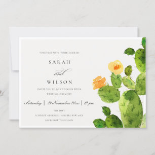 INVITATION DÉSERT D'EAU VERTE MARIAGE DE FLEURS CACTUS