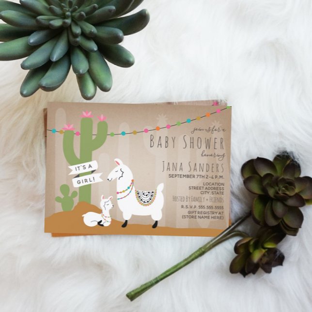 Invitation Désert Llama Mama + Baby shower (Créateur téléchargé)