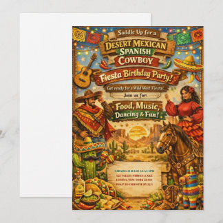 Invitation Desert Mexican Spanish Cowboy Fiesta Birthday 