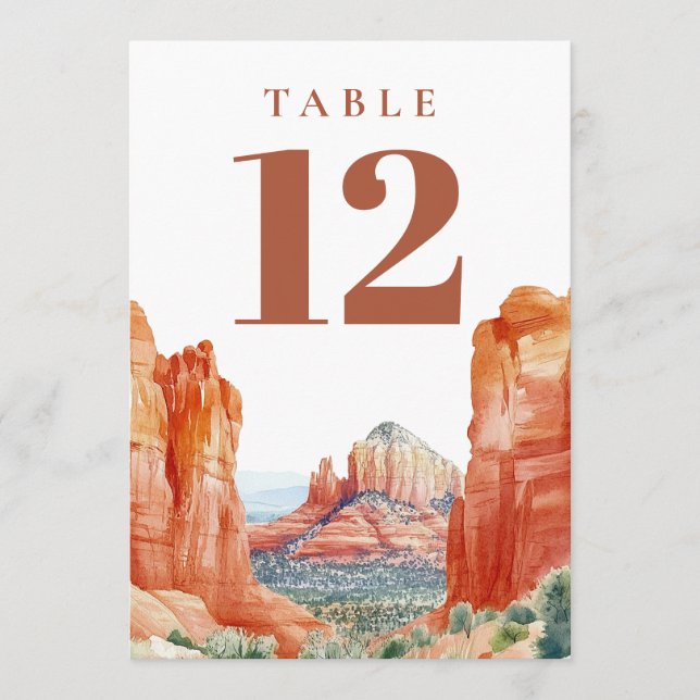 Invitation Desert Mountain Watercolor Table Number (Devant)