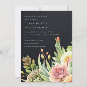 INVITATION DÉSERT NOIR SUCCULENT CACTI FOLIAGE DOUCHE EN COUP
