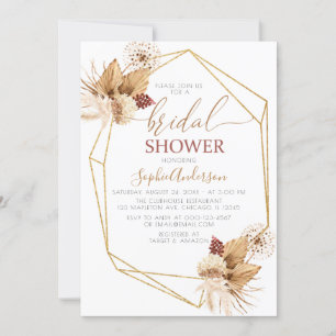 Invitation Desert Tropical Boho Pampas Grass Fête des mariées