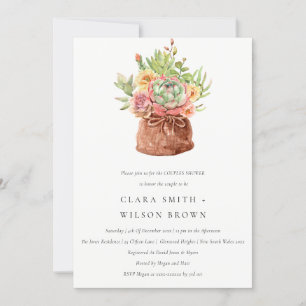 INVITATION DÉSERT VERT SUCCULENT CACTI FOLIAGE COUPLE DOUCHE