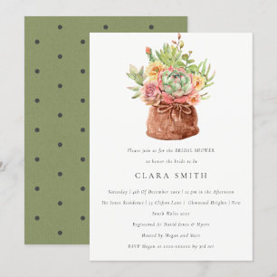 INVITATION DÉSERT VERT SUCCULENT CACTI FOLIAGE FÊTE DES MARIÉ