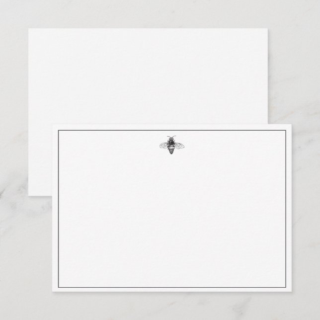 Invitation Design d'abeilles noir et blanc (Devant / Derrière)