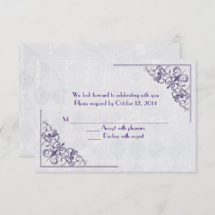 Invitation design d'angle violet élégant RSVP