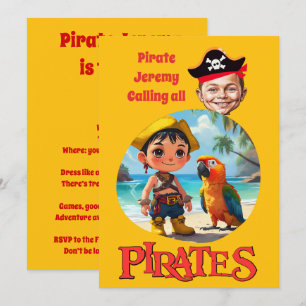 Invitation Design de caricature pirate personnalisé avec plag
