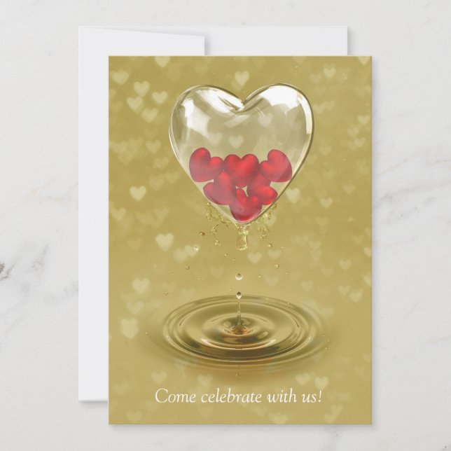 Invitation Design de coeur en verre romantique (Devant)