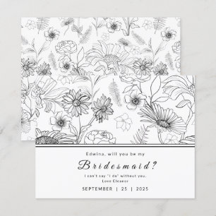 Invitation Design de fleur marguerite noir et blanc Soyez ma 