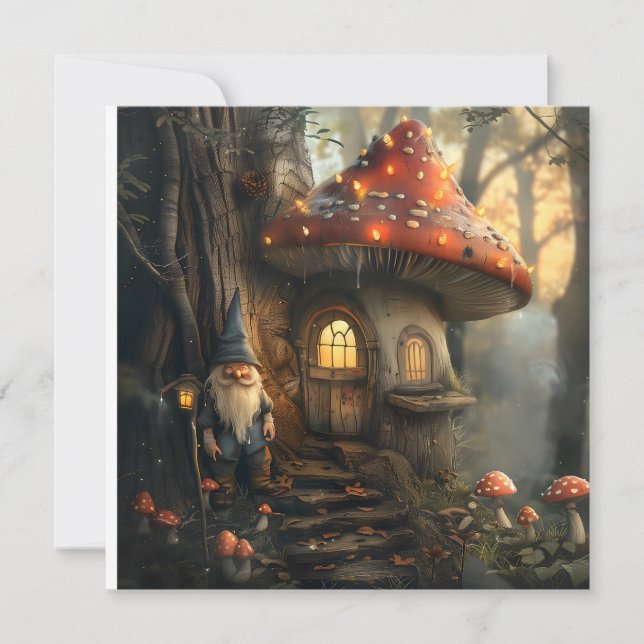Invitation Design de gnome et de champignon (Devant)