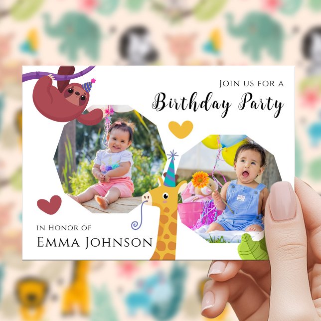 Invitation Design de la fête des amis de la Jungle mignonne a (Créateur téléchargé)