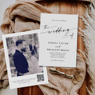 Invitation Design élégant moderne photo QR Code Mariage