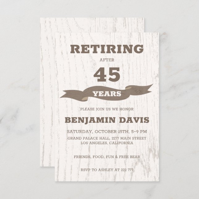 Invitation Design en bois (Devant / Derrière)