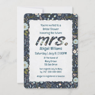 Invitation Design floral à l'ancienne pour la Fête des mariée