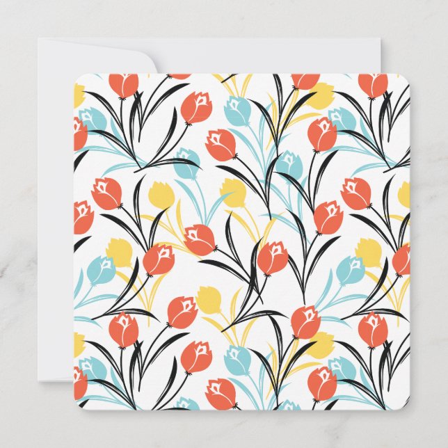 Invitation Design floral Motif de Tulipe en blanc (Devant)