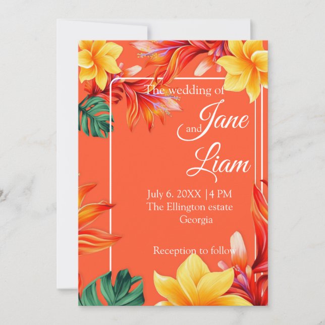 Invitation Design floral tropical (Devant)