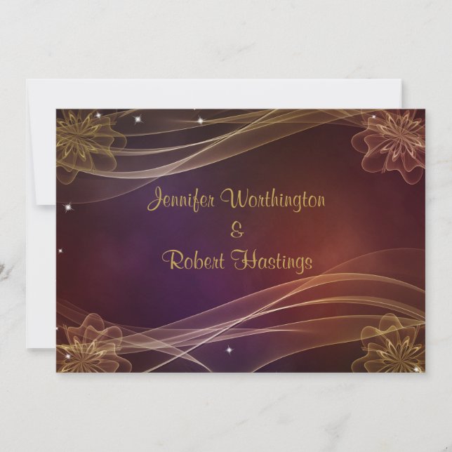 Invitation Design Maroon avec Mariage Gold Accents (Devant)