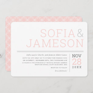 Invitation DESIGN MINIMAL simple type moderne pastel gris ros