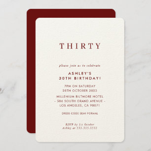 Invitation design MINIMALIST anniversaire chic marron vin mod