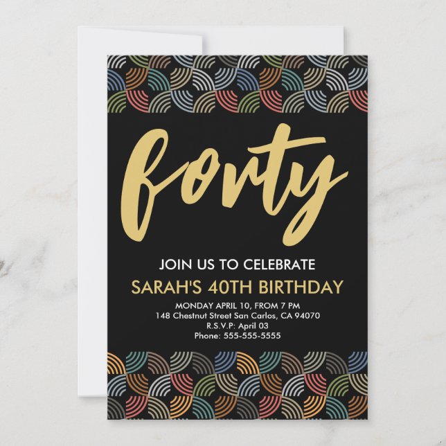 Invitation Design moderne 40e anniversaire simple élégant scr (Devant)
