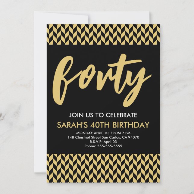 Invitation Design moderne 40e anniversaire simple élégant scr (Devant)