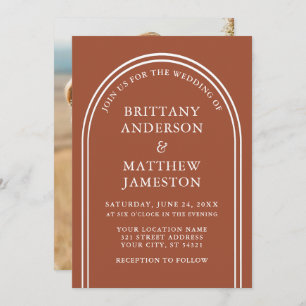 Invitation Design moderne Arch Mariage Terracotta Photo