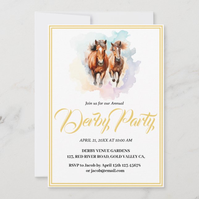 Invitation design moderne fantaisiste Horse Derby (Devant)