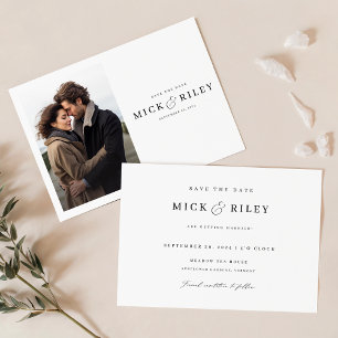 Invitation Design Moderne Minimal Photo Mariage Enregistrer L