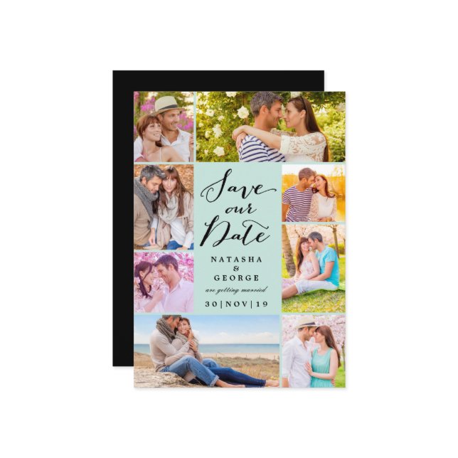 Invitation Design Moderne Script 8 Multi Photo Enregistrer La (Devant/Arrière en situation)